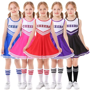 Детская форма для чирлидинга пятицветная футбольная форма CHEERS детская юбка для чирлидинга без рукавов женские носки Одежда для женщин
