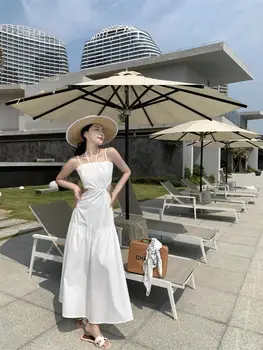 Белое Открытое Платье-комбинация для летней вечеринки с открытой спиной, Женское 2023, Длинные Сексуальные Элегантные Повседневные Пляжные Бандажные платья, Vestidos New