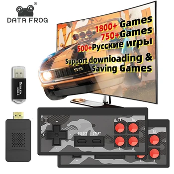 Игровая приставка DATA FROG 4K HD, встроенные 1800 классических игр, мини-ретро игровая приставка Dendy, Беспроводной контроллер, ТВ-выход.