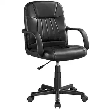 Офисное кресло MART с регулируемым поворотом из искусственной кожи, черный