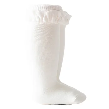 Носки с оборками для маленьких девочек, однотонные эластичные носки принцессы, дышащие носки-трубочки для малышей, аксессуары для детской одежды.