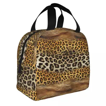 Утепленные сумки для ланча с рисунком лисы и леопарда, термосумка, контейнер для еды, переносная сумка, ланч-бокс, сумка для бенто, сумка для пикника в колледже