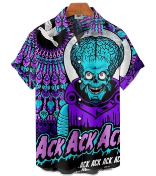 2023 Гавайская мужская рубашка с коротким рукавом с 3D-принтом в виде дракона Для лета, Оригинальная свободная уличная одежда большого размера, верхняя одежда