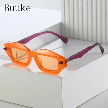 Модные женские солнцезащитные очки Polygon Cat Eye Градиентных оттенков UV400 с заклепками в стиле ретро Мужские Брендовые Дизайнерские Солнцезащитные очки
