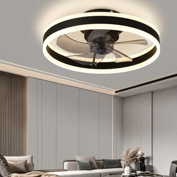Светодиодный потолочный вентилятор с подсветкой Приложение дистанционного управления Настраивается для домашнего декора спальни гостиной столовой Энергосберегающий Потолочный вентилятор