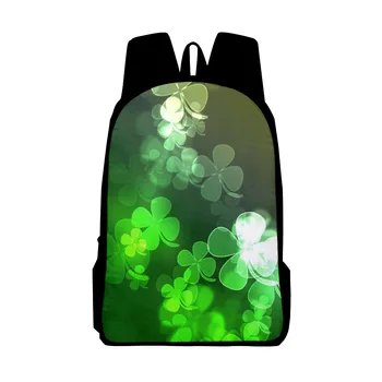 Забавные рюкзаки Lucky Clover, студенческие школьные сумки, Зеленые листья, 3D-принт, сумка для книг для подростков, мальчиков, девочек, Рюкзаки большой емкости