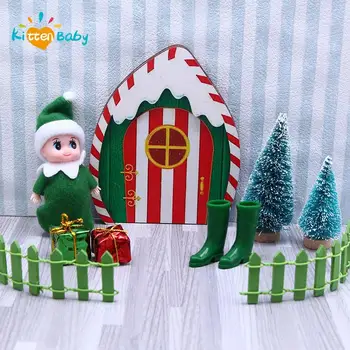 1 комплект Миниатюрной Рождественской стены, крошечной деревянной двери Зубной феи, мини-волшебной шляпы эльфа, венка, забора, поделок для детей