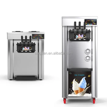 Машина для приготовления мягкого мороженого с тремя вкусами из нержавеющей стали, машина для приготовления мягкого мороженого для подачи на стол