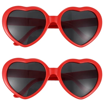 2X Модные милые солнцезащитные очки в стиле ретро в форме сердца в стиле Лолиты, маскарадное платье для вечеринки, ЯРКО-красный