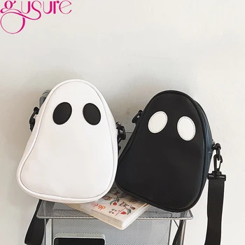 Gusure Black Funny Ghost Kawaii Женская сумка через плечо с мультяшным дизайном, маленькие сумки для покупателей, Женские винтажные сумки через плечо