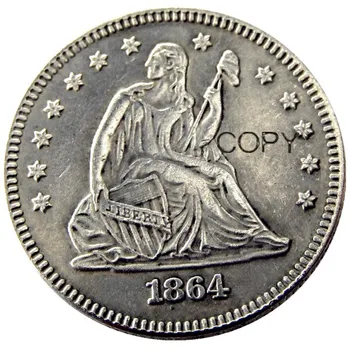Монета-копия Liberty Quater Dollar 1864 года выпуска с серебряным покрытием.