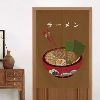 Мультяшный рамен в японском стиле, дверное окно ресторана, подвесная занавеска для домашнего декора
