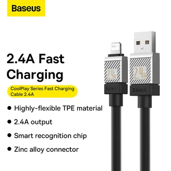 Кабель для быстрой зарядки серии Baseus CoolPlay USB для iPone 2.4A и TypeC для iPhone 20 Вт
