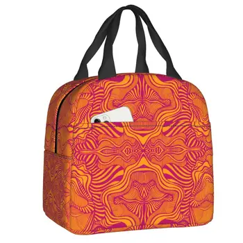 Абстрактный психоделический фрактальный узор, термоизолированная сумка для ланча, сменная сумка для ланча для школы, офиса, коробка для еды на открытом воздухе