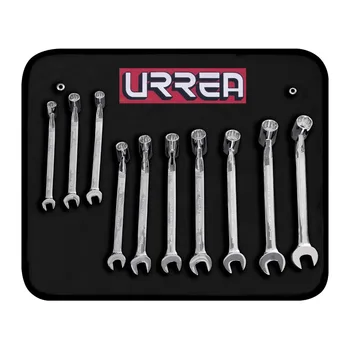 Набор метрических гаечных ключей URREA с полностью отполированной гибкой головкой, 10 шт.