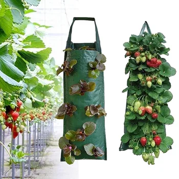 4 Сумки для посадки клубники с 8 карманами, сумки для выращивания садовых растений, Подвесная Плантатор, горшок для картофельных растений, подставка для овощей, трав и цветов