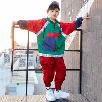 Толстовка с капюшоном Свободные брюки Детская одежда для танцев в стиле хип-хоп Уличная одежда Детские костюмы для джазовых танцев с длинным рукавом для мальчиков