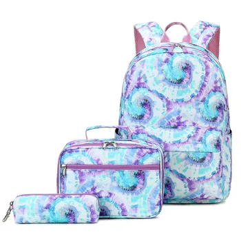 Школьные рюкзаки для галстуков с сумкой для ланча для мужчин и женщин, Сумка для школьных учебников для средней школы, рюкзак для путешествий с котом, женский рюкзак