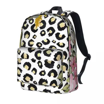 Элегантный Цветочный леопардовый рюкзак, Розовые дорожные рюкзаки с цветочным принтом, мужские повседневные школьные сумки, Высококачественный Большой рюкзак