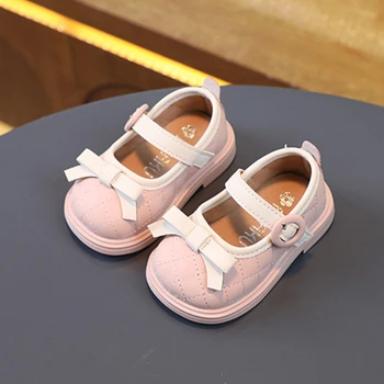 Детская модная повседневная обувь для девочек, новый простой бант, подходящая по цвету обувь для первых ходунков для маленьких девочек, нескользящая повседневная детская обувь