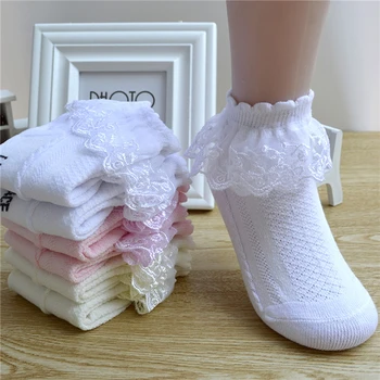 Носки в японском стиле высокого качества для милых девочек с кружевными оборками на лодыжках Детские хлопчатобумажные носки принцессы