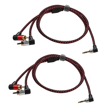 2X 90-градусный 3,5-мм штекерный кабель RCA к 2 штекерным кабелям Прямоугольный стерео AUX Y разветвитель шнура Разъем для микрофона для ноутбука 1 м