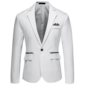 Мужская белая Повседневная рабочая одежда, пиджак, Стильный Замшевый блейзер на одной пуговице, Мужская свадебная куртка, Смокинг для жениха, мужские блейзеры XXL