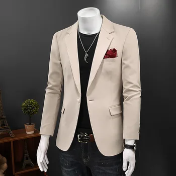 Новый стиль Мужской Приталенный модный блейзер, пиджак цвета Хаки, красные мужские блейзеры, мужское пальто, Свадебное платье, Плюс размер S-5XL