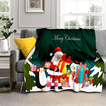 Плед Санта Лось Пингвин Рождественские Друзья Семья Мужчины Женщины Подарок-сюрприз Одеяло Кровать Диван Гостиная Одеяло для спальни