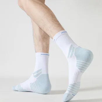 Спортивные носки Мужские Нескользящие велосипедные носки с полотенцем снизу для мужчин, удобные носки для бега на открытом воздухе, Мужские футбольные носки