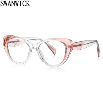 Swanwick модные очки с кошачьим глазом в оправе женские прозрачные линзы оптические очки с анти-синим светом tr90 женский черный розовый прямая поставка