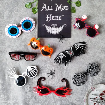 1 шт. очки на Хэллоуин, очки в виде паука, тыквы, черепа, реквизит для вечеринки ужасов на Хэллоуин, декор для фотосессии, забавные солнцезащитные очки, принадлежности
