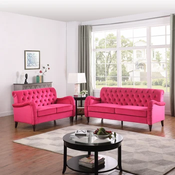 Розово-красный Честерфилд; современный диван на 3 места, легко монтируемый для мебели для гостиной в помещении
