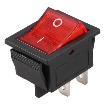 Горит красный индикатор, 4-контактный кулисный переключатель включения/выключения DPST 16A 20A 250 В переменного тока