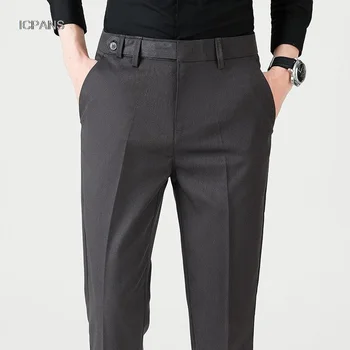 Корейские костюмные брюки длиной до щиколотки, мужские облегающие Черные Коричневые Офисные модные вечерние платья для брюк Classic