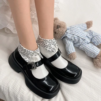 Женские носки-новинки с бриллиантами / цветочным принтом, милые носки с отворотом на пуговицах, дышащие носки для ходьбы, аксессуар для одежды