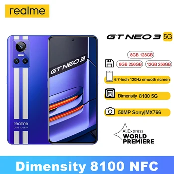 Смартфоны Realme GT Neo 3 5G Dimensity 8100 5G 5nm Восьмиядерный процессор 120 Гц 6,7 