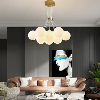 Подвесной светильник в форме стеклянного шара Nordic LED Planets Lunar в форме Луны, люстра для гостиной, столовой, спальни, подвесные светильники на потолке