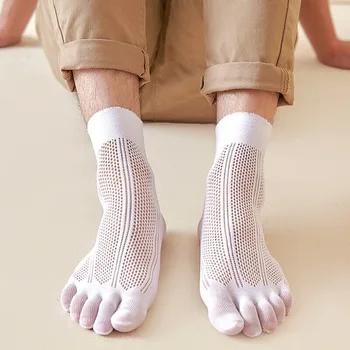 2 пары дышащих чулочно-носочных носков с раздельным носком, удобные нескользящие сетчатые носки с пятью пальцами, полые нейлоновые мужские носки, мужские