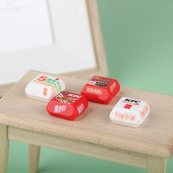 5шт 1/12 Кукольный домик Миниатюрная коробка для бургеров Мини-кухня Модель сцены еды Декор Притворные игрушки