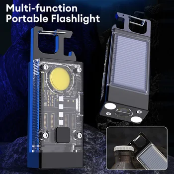 Мини Многофункциональный Портативный светодиодный COB фонарик брелок 800ЛМ USB Перезаряжаемые рабочие фонари Уличный фонарь для рыбалки и кемпинга