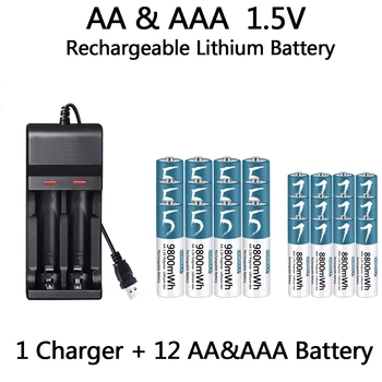 100% Оригинальная Батарея AA/ AAA 1,5 В Перезаряжаемая Полимерная Литий-ионная Батарея 1,5 В AA/ AAA Батарея с USB-зарядным устройством