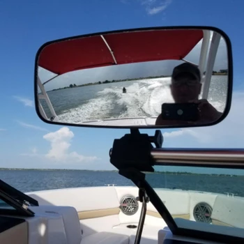 Прозрачное квадратное центральное зеркало яхты Зеркало заднего вида для лыжной лодки Понтонная лодка F19A