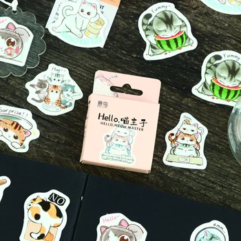 40 упаковок оптовых мини-коробок с наклейками Cat Cute, очаровательные домашние животные, наклейки для декоративных материалов, милые стикеры, наклейки для журналов kawaii 4 см