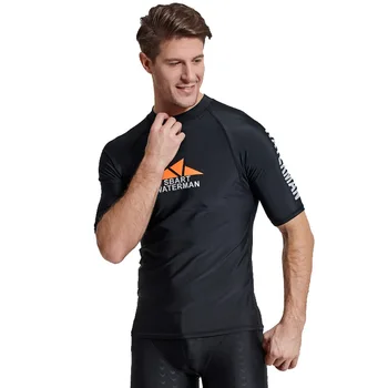 Мужской гидрокостюм для серфинга, солнцезащитный крем с защитой от ультрафиолета, костюм с коротким рукавом, быстросохнущая футболка для подводного плавания, защита от сыпи от медуз