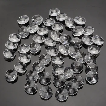 50ШТ Стеклянные хрустальные призмы диаметром 14 мм, восьмиугольные бусины, Подвесной светильник, Детали люстры для украшения светильников