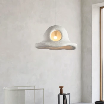Светодиодная люстра Wabi-Sabi в японском стиле, оригинальная шляпная лампа в скандинавском кремовом стиле, дизайнерская люстра для бара