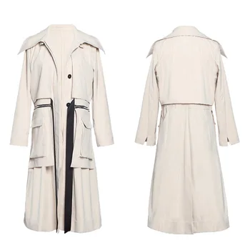 Модный тренч цвета хаки, пальто в корейском стиле, женский осенний тренч нового стиля для женщин