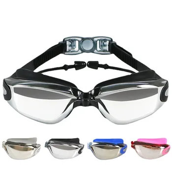 Плавательные очки в большой оправе Для взрослых, профессиональные противотуманные, водонепроницаемые, с защитой от ультрафиолета, Спортивные очки для плавания, Мужские, женские очки для плавания