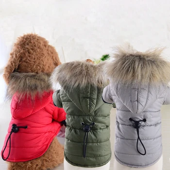 Зимнее пальто для маленьких собак Хлопчатобумажная куртка с капюшоном для щенка, одежда для домашних животных, Ветрозащитная теплая одежда для собак, одежда для кошек в холодную погоду